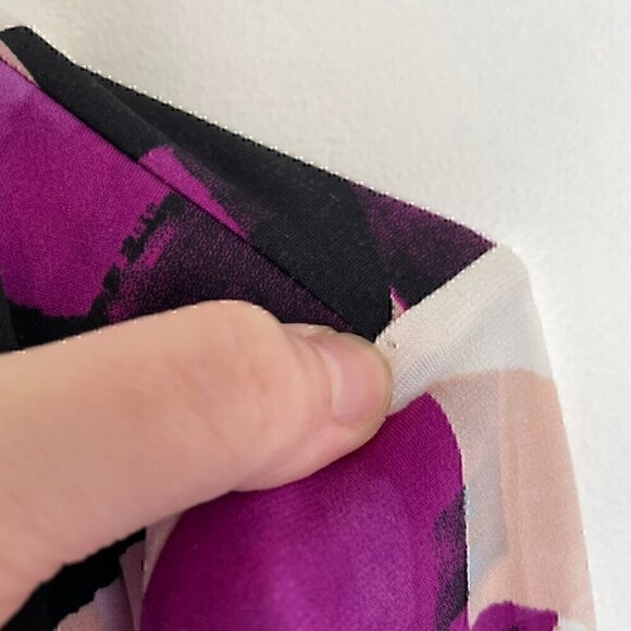 ALFANI Printed Tie Sleeve Blouse Pink Purple Geometric 3/4 Sleeve PETITE Medium - Picture 7 of 15